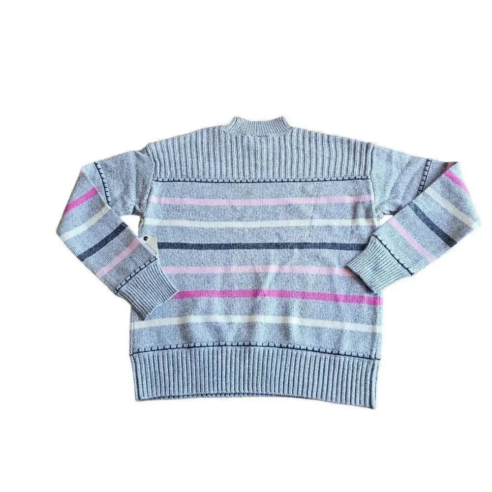 St johns bay womens Sz L gray pink knit pullover sweater